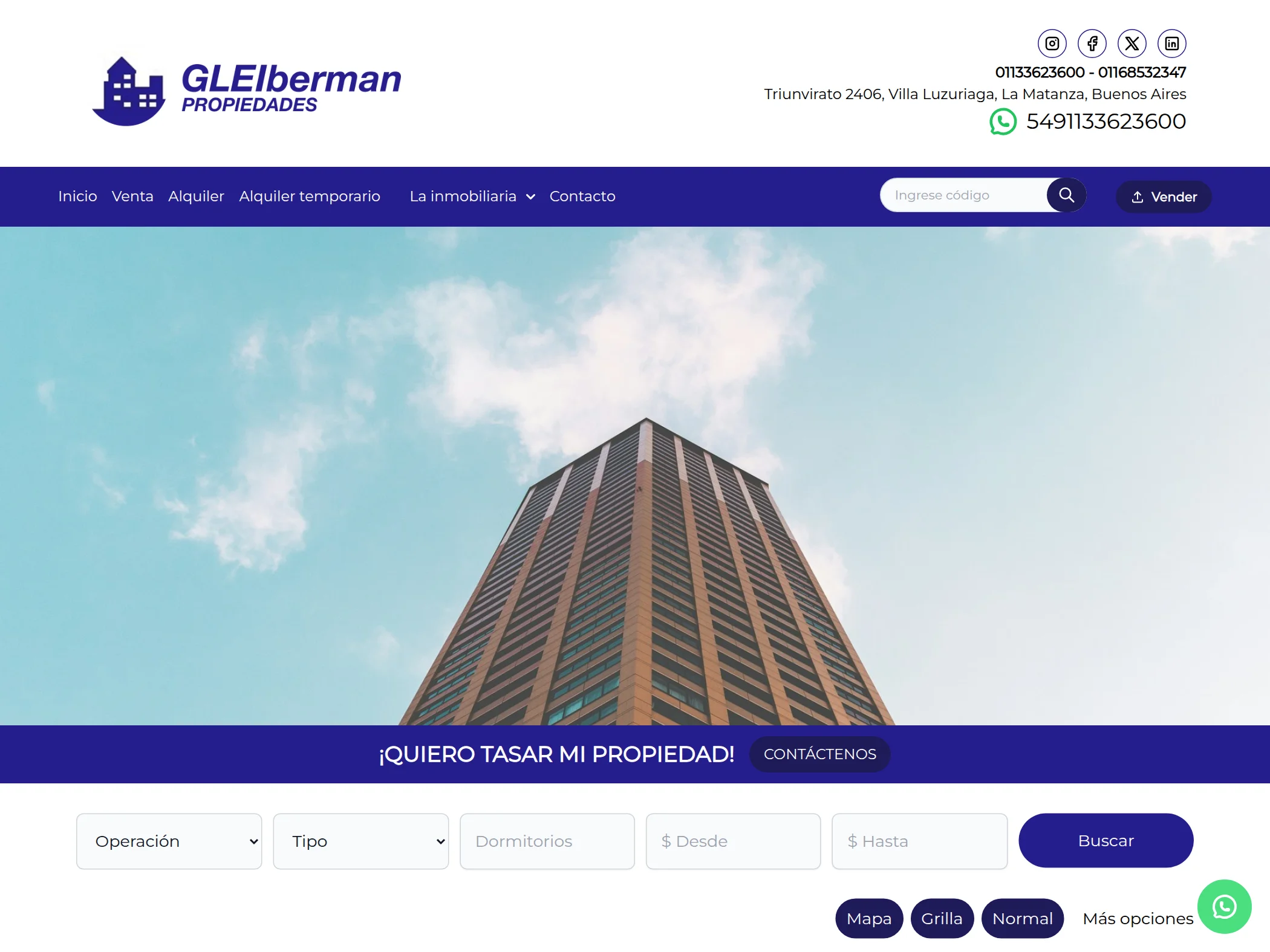 Sitio web de GLEIberman Propiedades