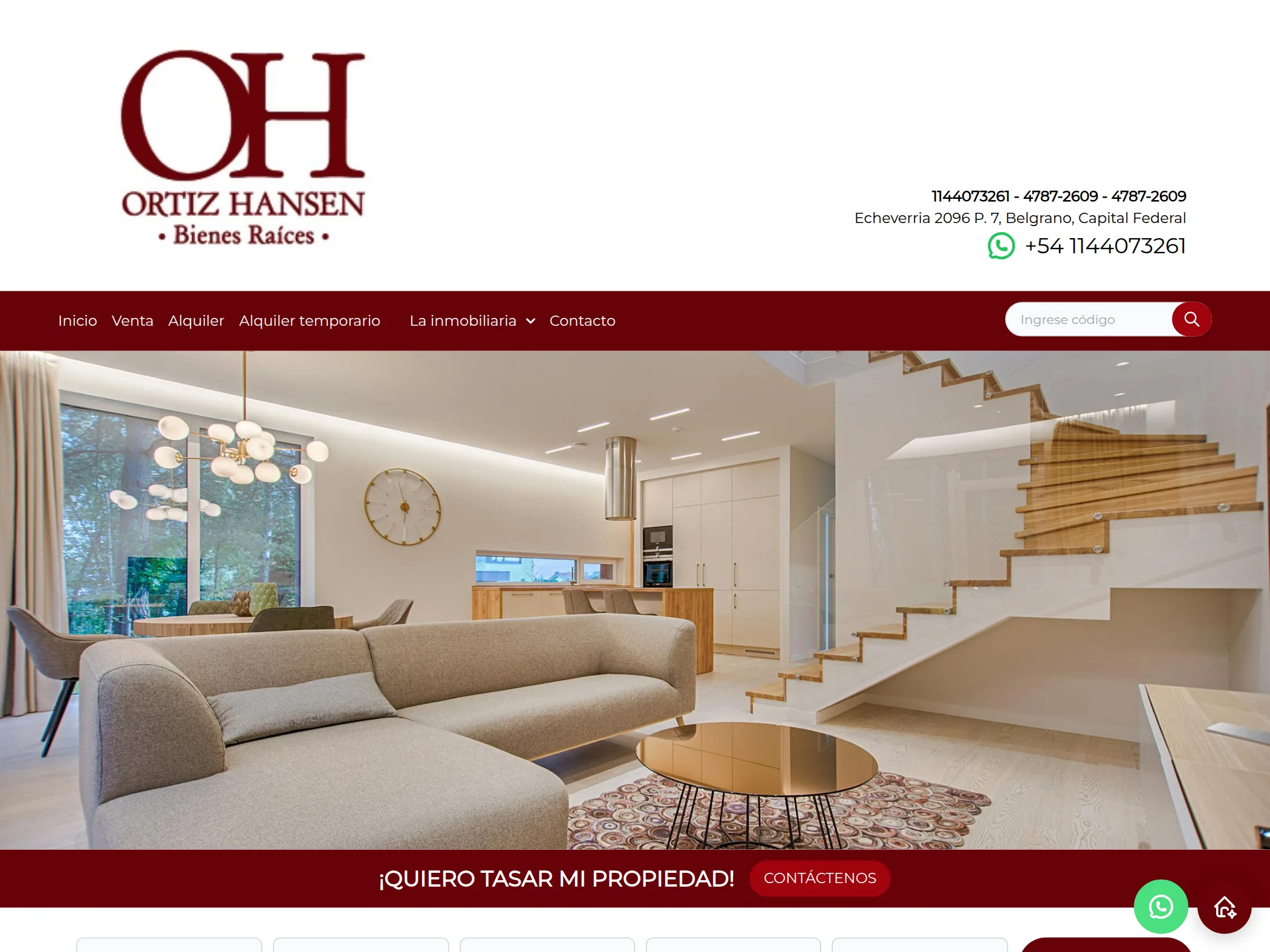 Sitio web de Ortiz Hansen Bienes Raices